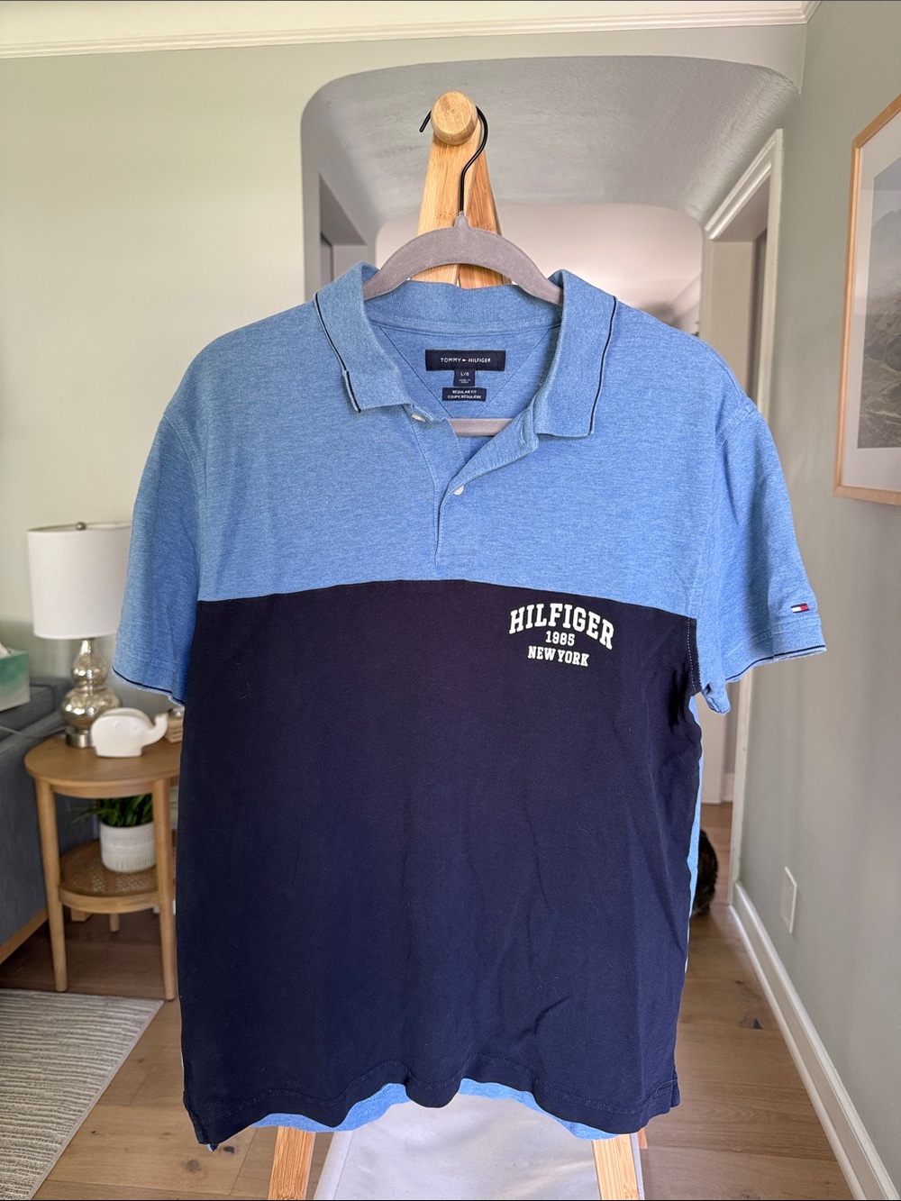 Tommy Hilfiger Light Blue & Navy Two-Tone Polo